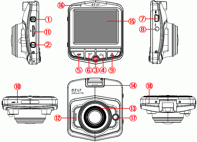 azur ドライブレコーダー フロント・リアセットモデル [DRX-017R